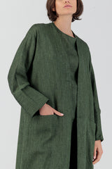 Elementa 01 | Tamarisk Long Sleeve Linen Summer Coat Bottle Green