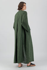Tamarisk Long Sleeve Linen Summer Coat Bottle Green