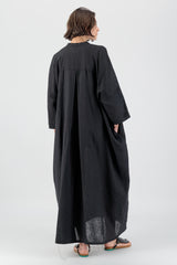 Elementa 01 | Janna Maxi Jelabiya Linen Dress Black
