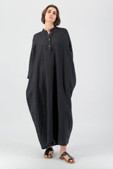 Elementa 01 | Janna Maxi Jelabiya Linen Dress Black