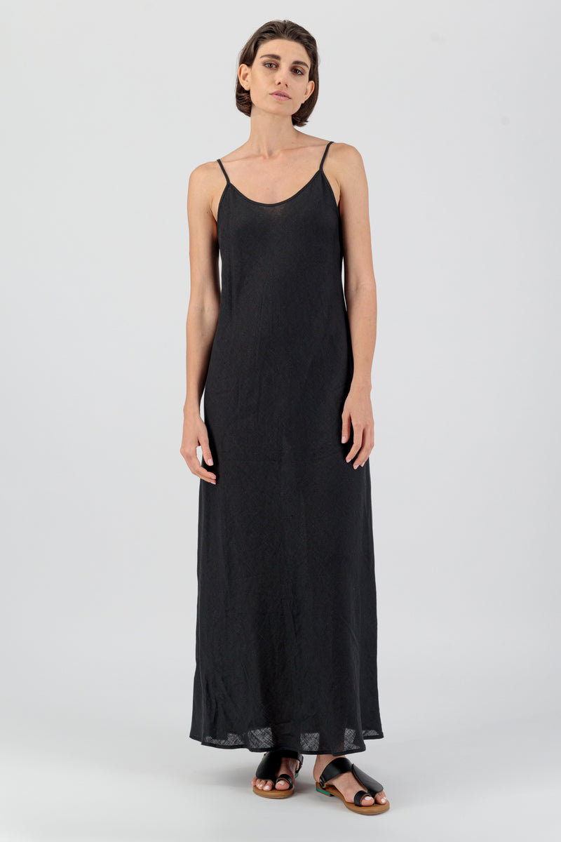 Elementa 01 | Souri Strappy Linen Maxi Dress Black