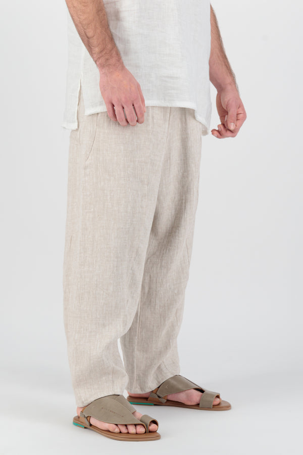 Elementa 01 | Ashkhar Men Relaxed Linen Pants Oatmeal