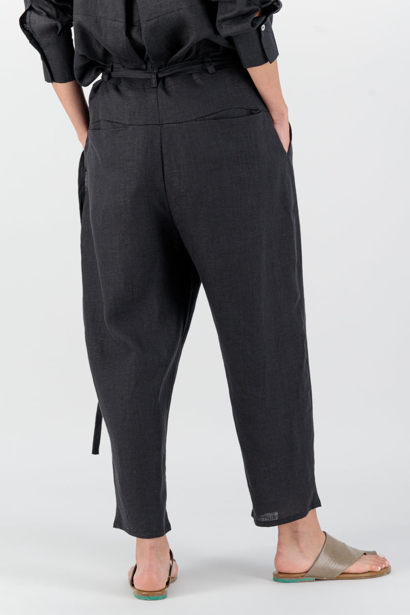 Elementa 01 | Azarin Wrap One Size Linen Pants Black
