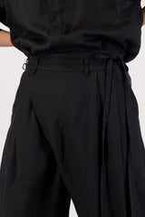 Azarin Wrap One Size Linen Pants Black