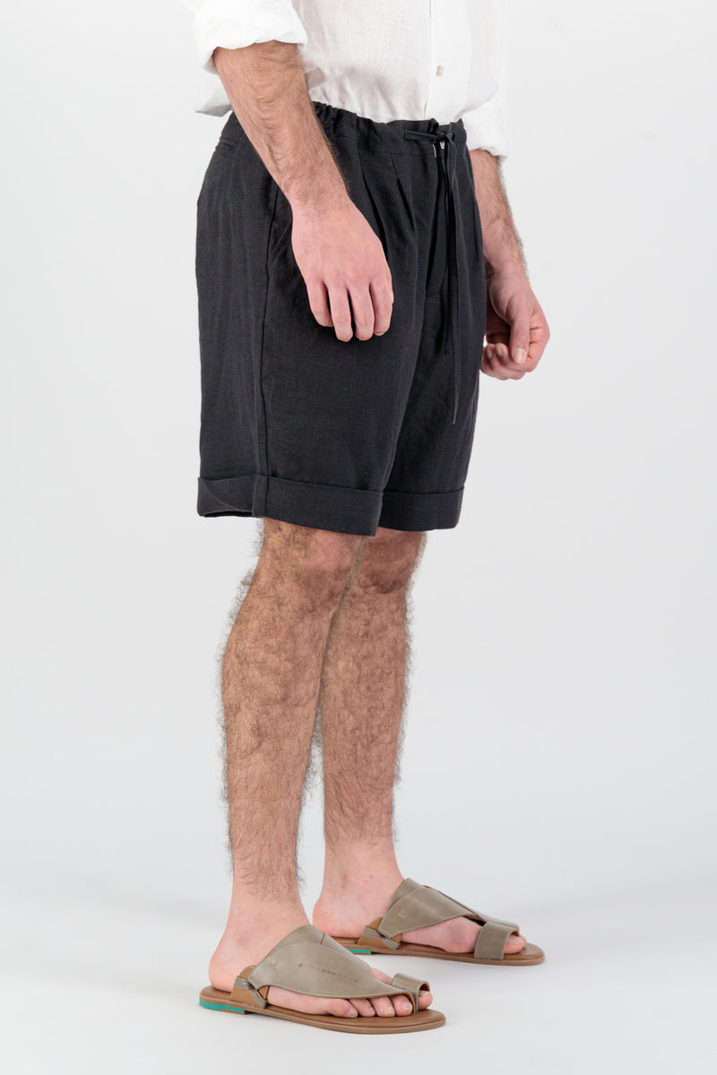Elementa 01 | Kheili Men Linen Classic Shorts Black