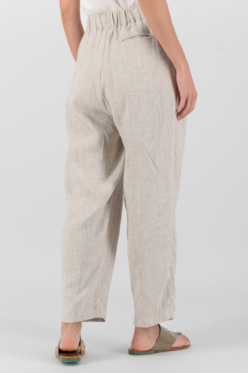 Olivia Linen High-Waist Pants Oatmeal