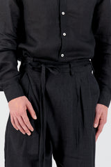 Elementa 01 | Azarin Men Wrap One Size Linen Pants Black