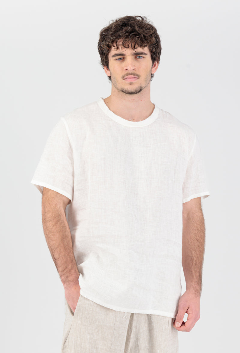 Ume Men Linen T-Shirt White