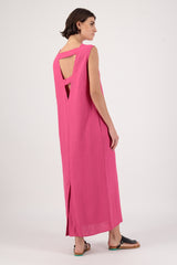Cura Sui | Flor Sleeveless Maxi Linen Dress Raspberry