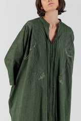 Sahra Maxi Jelabiya Linen Dress Bottle Green
