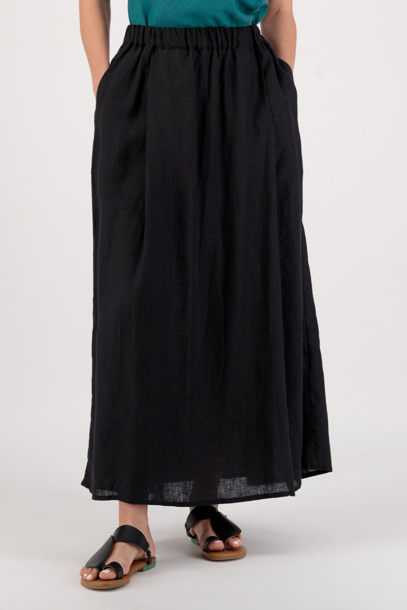 Cura Sui | Liya Maxi Linen Skirt Black