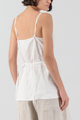 Camellia Strappy Linen Top White