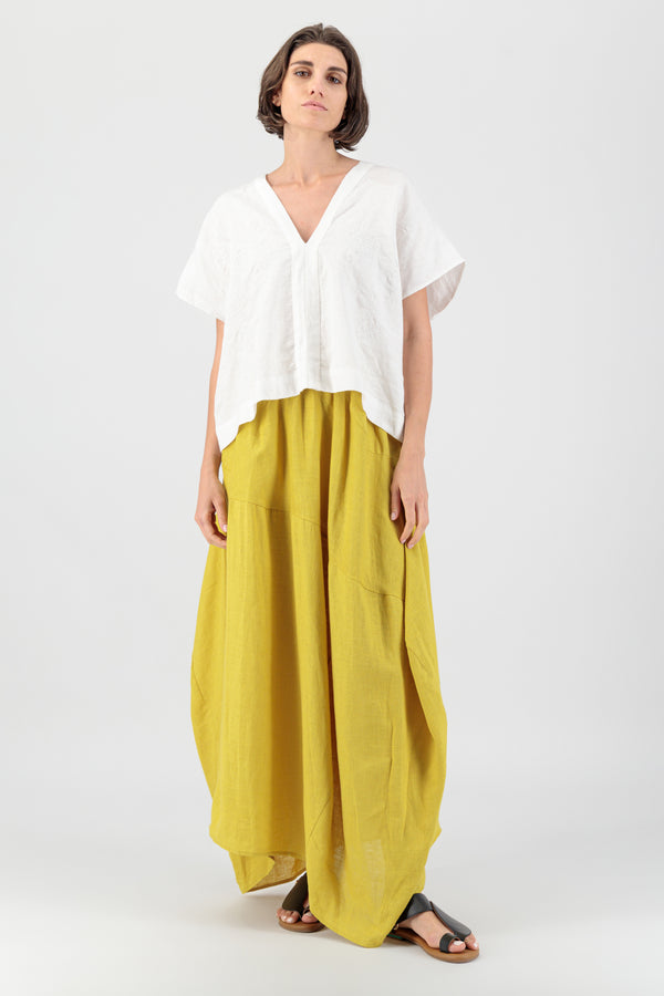 Hanami Asymmetric Linen Skirt Saffron