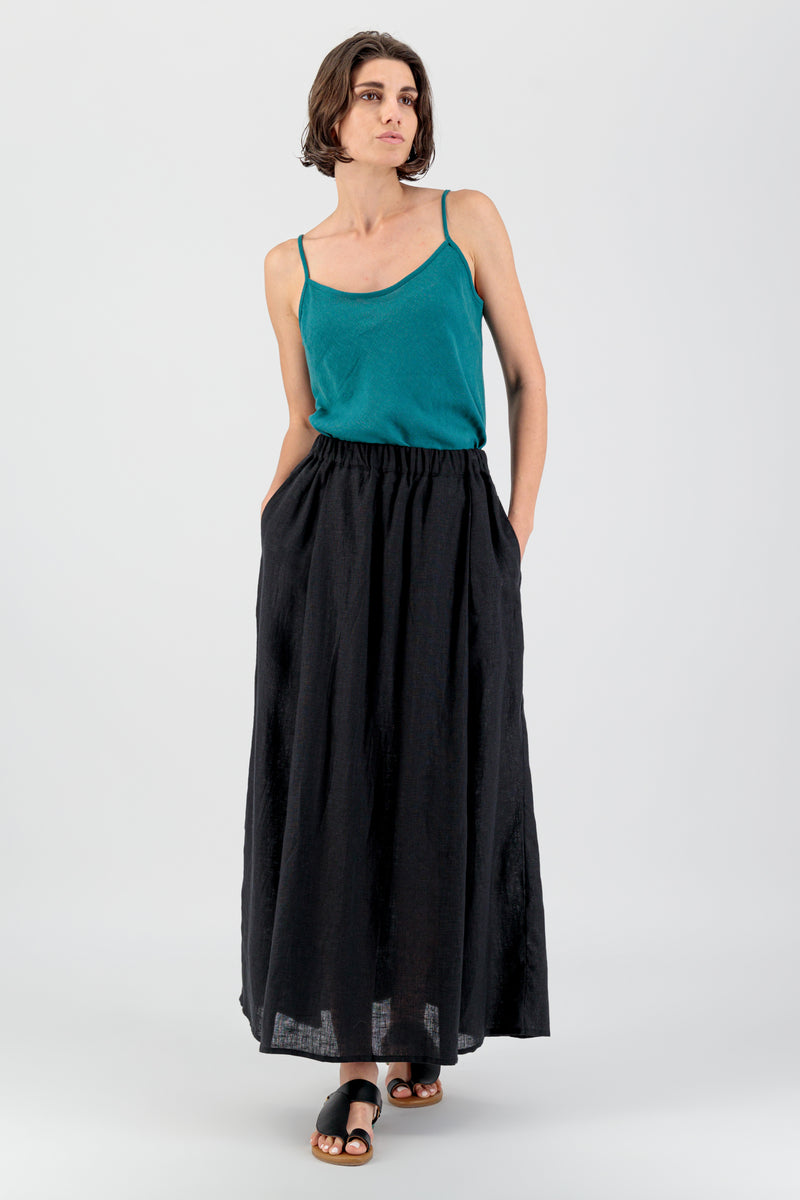 Cura Sui | Liya Maxi Linen Skirt Black