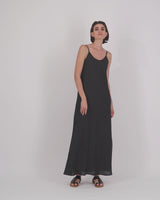 Souri Strappy Linen Maxi Dress Black