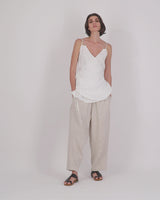 Camellia Strappy Linen Top White