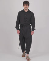 Elementa 01 | Azarin Men Wrap One Size Linen Pants Black